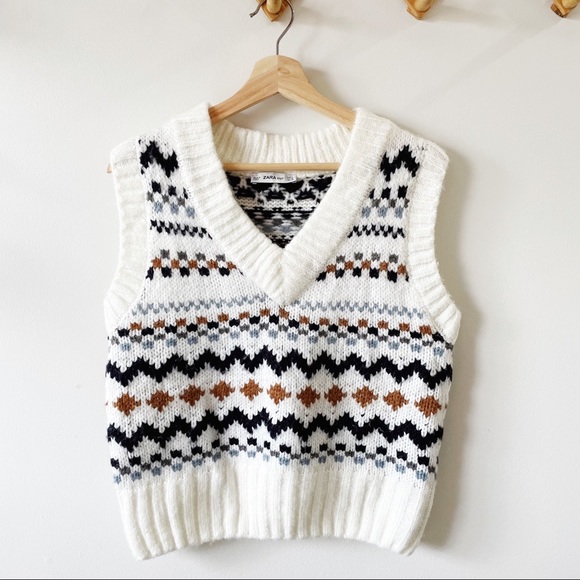 Zara Sweaters - Zara Knit Fair Isle Jacquard Waistcoat Sweater Vest Top
